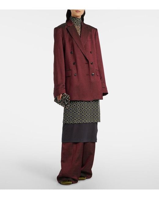Dries Van Noten Red Polka-Dot Double-Breasted Blazer