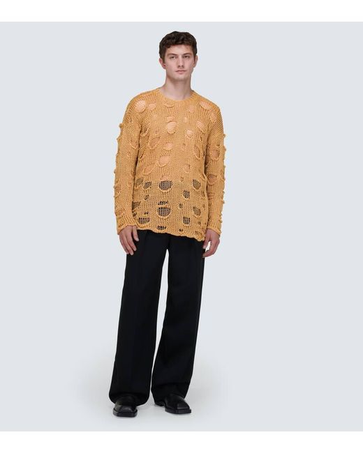 Dolce & Gabbana Natural Re-Edition Distressed Silk And Linen Sweater for men
