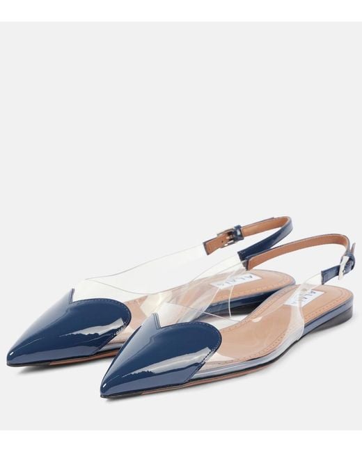 Alaïa Blue Le Cour Patent Leather And Pu Slingback Flats