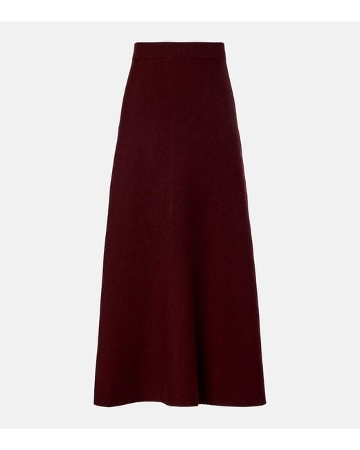 Max Mara Red Giberna Wool And Cashmere Maxi Skirt