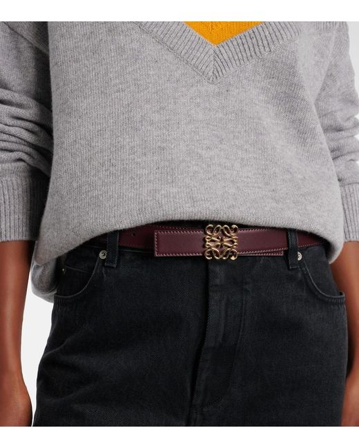 Loewe Purple Anagram Leather Belt