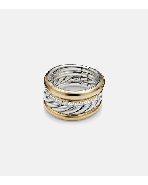 David Yurman White Dy Mercer 18Kt And Sterling Ring With Diamonds
