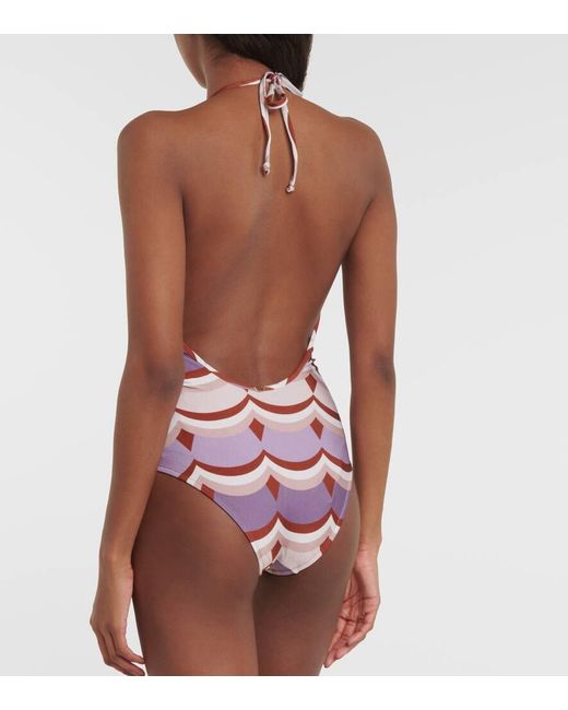 Adriana Degreas White Vintage Waves Printed Swimsuit