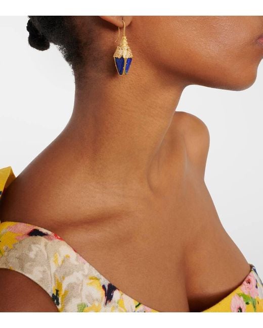 Zimmermann Blue Bloom Gold-plated Drop Earrings