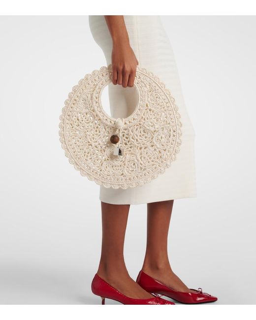 Jacquemus White Spiaggia Small Crochet Top-Handle Bag
