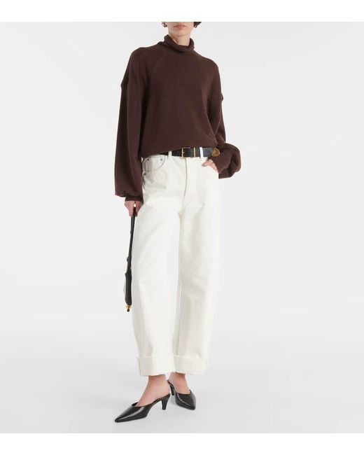 Citizens of Humanity White Mid-Rise Wide-Leg Jeans Ayla