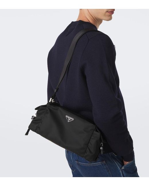 Prada Black Explore Re-Nylon Shoulder Bag for men