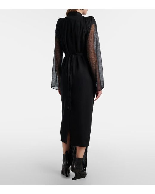 Rick Owens Black Cyclops Wool Wrap Coat