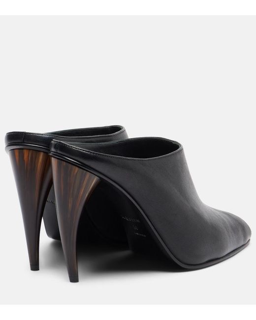 McQueen Black Leather Mules