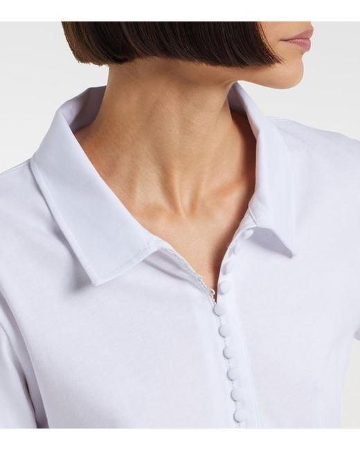 Dries Van Noten White Cotton Jersey Polo Shirt
