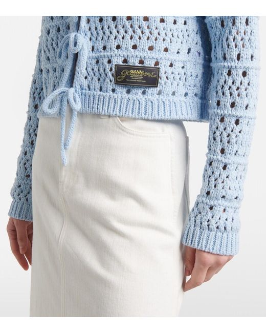 Ganni Blue Tie String Cardigan