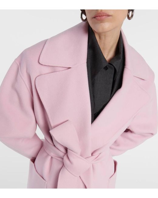 Sportmax Pink Polka Wool Wrap Coat