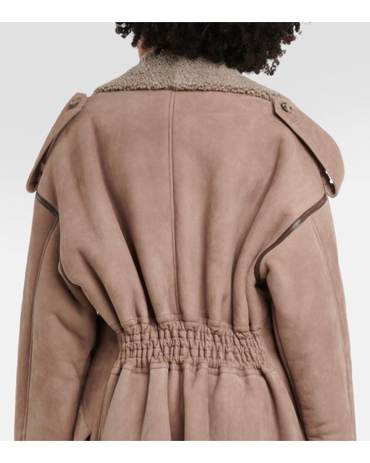 The Mannei Natural Jordan Shearling-trimmed Suede Coat