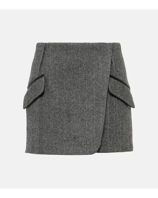 Jonathan Simkhai Gray Payton Checked Wool-blend Miniskirt