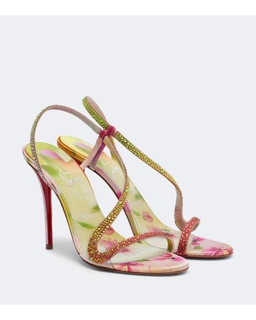 Christian Louboutin Pink Rosalie Embellished Satin Slingback Sandals