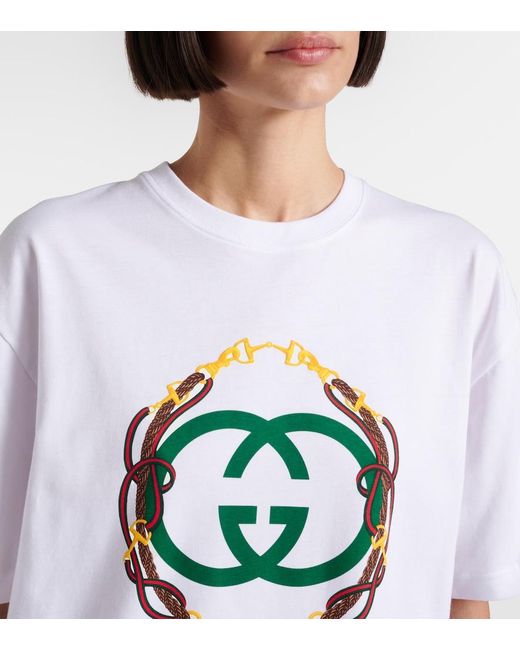 Gucci White Bridle Embroidery T-Shirt