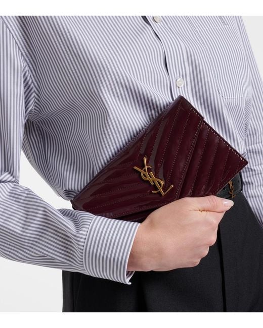 Saint Laurent White Cassandre Envelope Leather Wallet On Chain