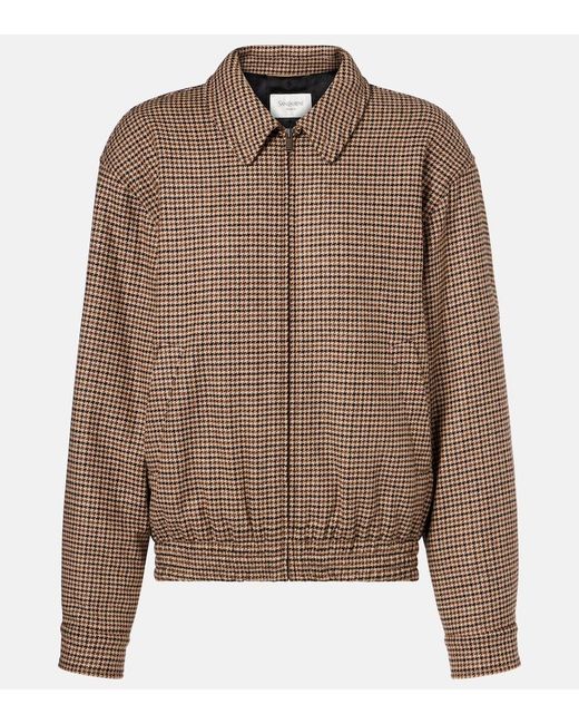 Saint Laurent Brown Houndstooth-Jacquard Woven Jacket
