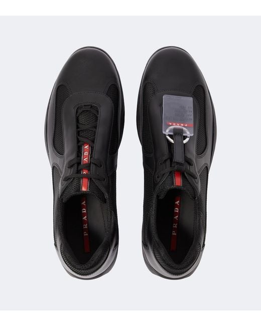 Prada Black America's Cup Leather Sneakers for men