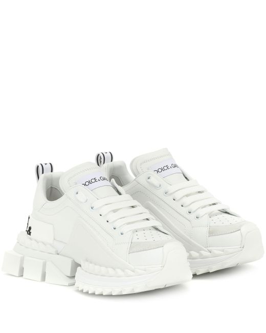 Dolce & Gabbana White Super Queen Sneakers In Calfskin