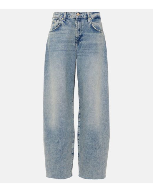 7 For All Mankind Blue Bonnie High-rise Wide-leg Jeans