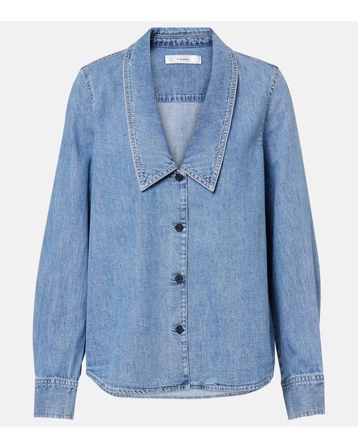 FRAME Blue Low Collar Denim Shirt