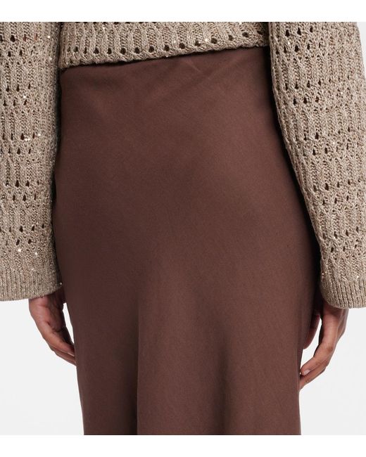 Brunello Cucinelli Brown Twill Maxi Skirt
