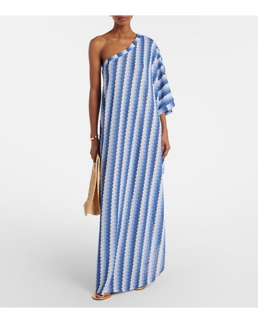 Melissa Odabash Blue Savannah One-Shoulder Beach Cover-Up