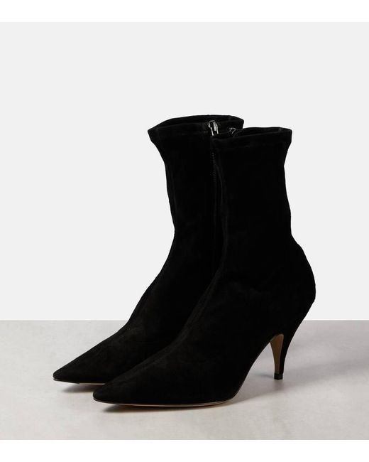 The Row Black Liisa Suede Ankle Boots
