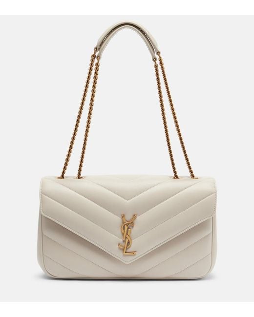 Saint Laurent Natural Loulou Medium Leather Shoulder Bag
