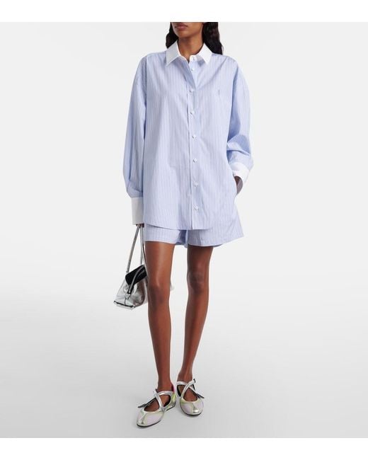 The Attico Blue Striped Cotton Shorts