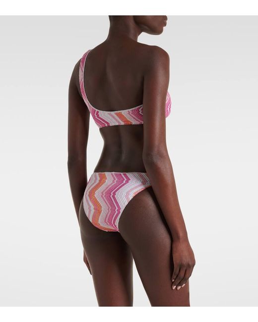 Bikini asimetrico en zigzag Missoni de color Pink