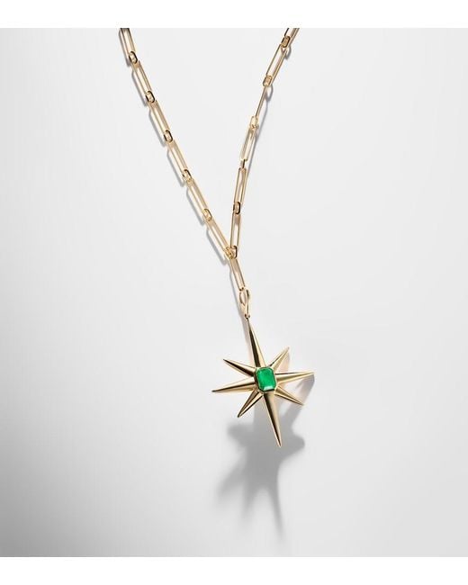 SHAY White Starburst 18Kt Necklace With Emerald And Diamonds