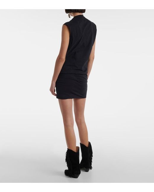 Isabel Marant Black Leany Asymmetric Cotton Jersey Minidress