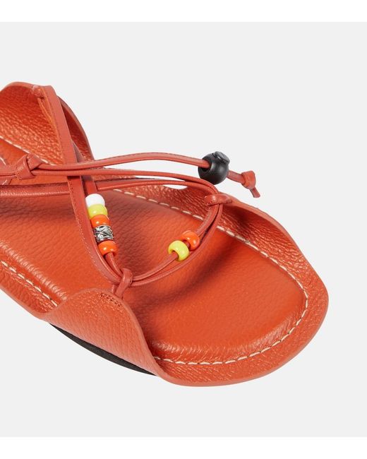 Marni Red X No Vacancy Inn Beaded Leather Sandals