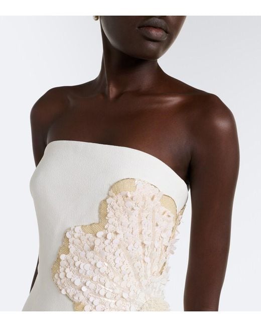Rebecca Vallance White Sequined Strapless Gown