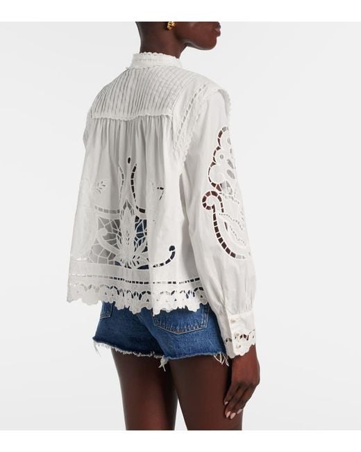 Farm Rio White Embroidery Cotton Blouse