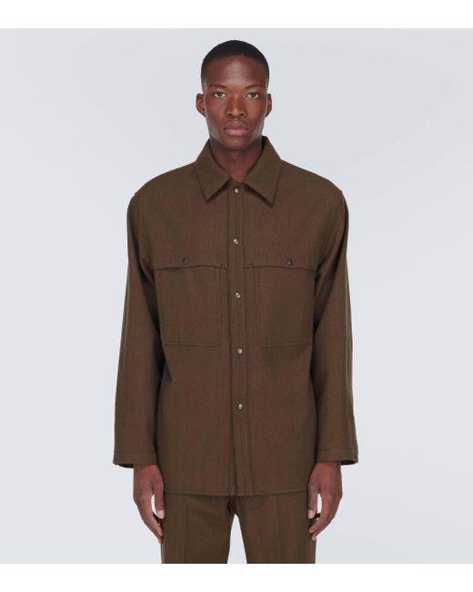 Lemaire Brown Wool And Cotton Overshirt for men