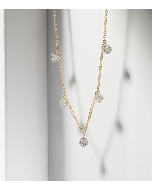 STONE AND STRAND White Disco 10Kt Necklace With Diamonds