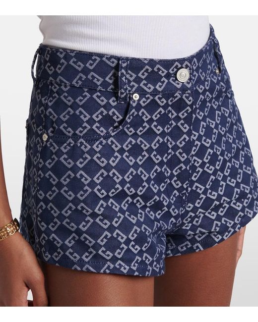 Shorts En Denim Con Monogram 72 Givenchy de color Blue