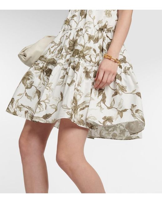 Erdem White Pomona Printed Cotton Minidress