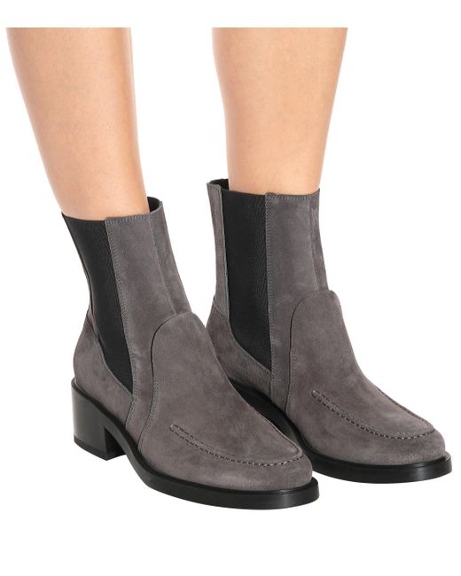 Tod's Suede Ankle Boots in Grey (Gray) - Lyst