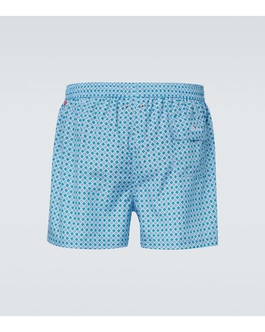 Kiton Blue Logo Printed Swim Trunks for men