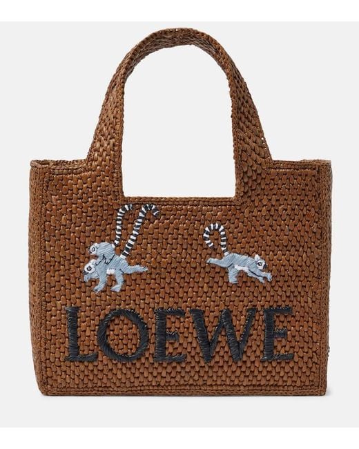 Loewe Brown X Suna Fujita Font Small Raffia Tote Bag