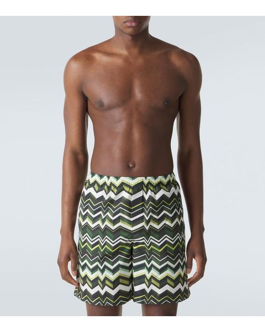 Missoni Green Zigzag Swim Trunks for men