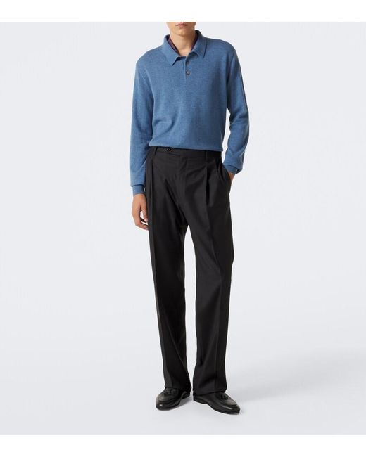 Rubinacci Black Virgin Wool Wide-Leg Pants for men