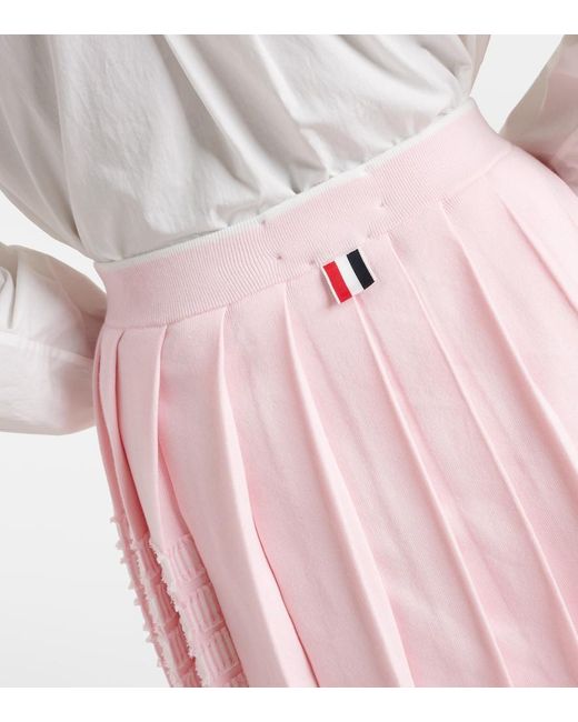 Thom Browne Pink Pleated Cotton Miniskirt