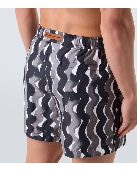 Zegna White Printed Swim Trunks for men