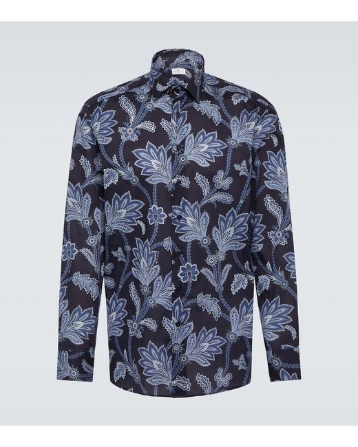 Camisa de popelin de algodon con paisley Etro de hombre de color Blue