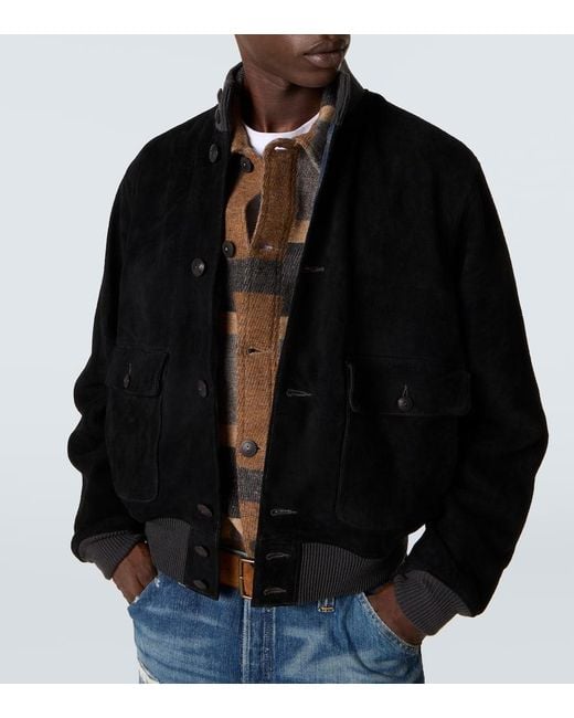 RRL Bomberjacke Mason Aus Veloursleder in Black für Herren
